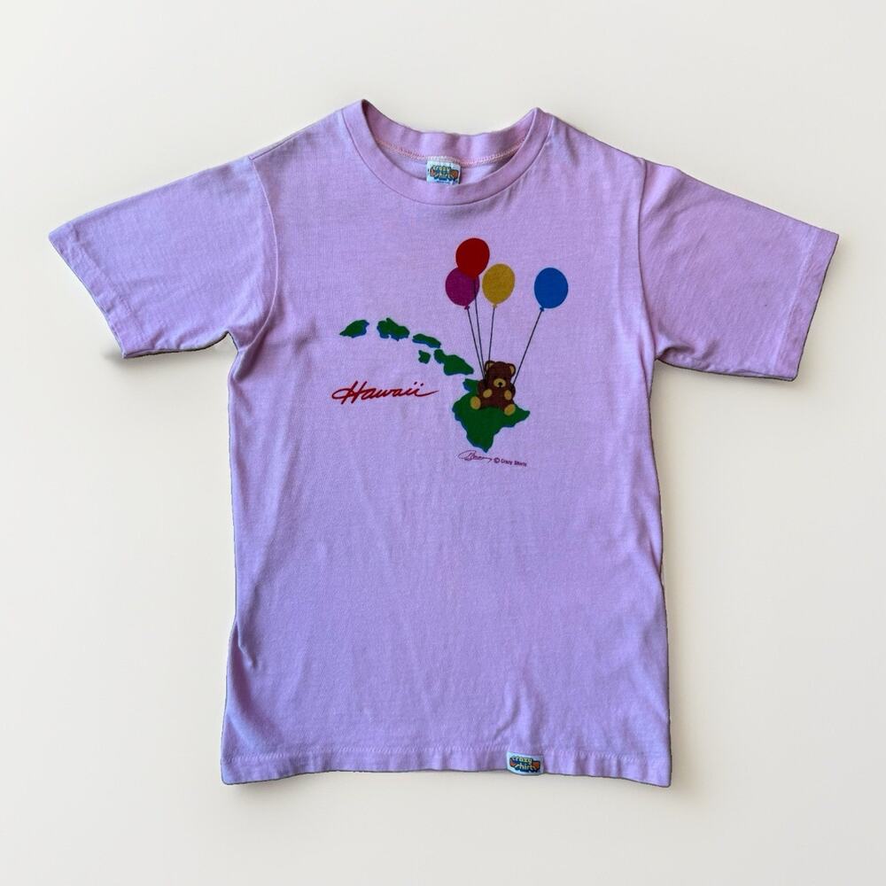 Vintage Crazy Shirts Hawaii Shirt Youth Large Pink 80s Made in USA Bear Nature